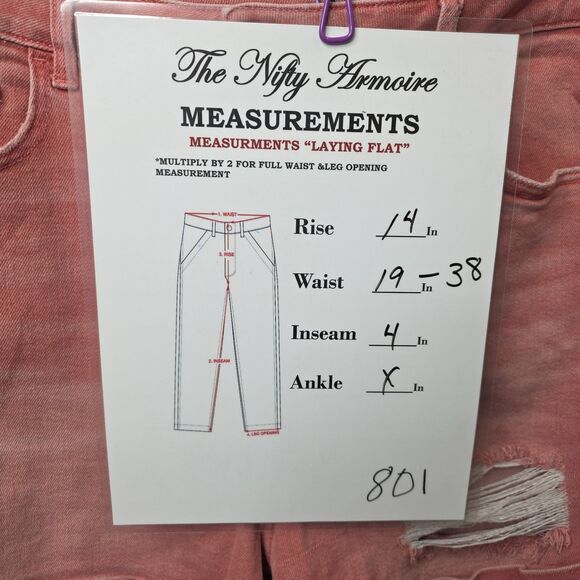 American Eagle Outfitters Jean Shorts Sz 18 Red Distressed Stretch High-Rise - Picture 3 of 9